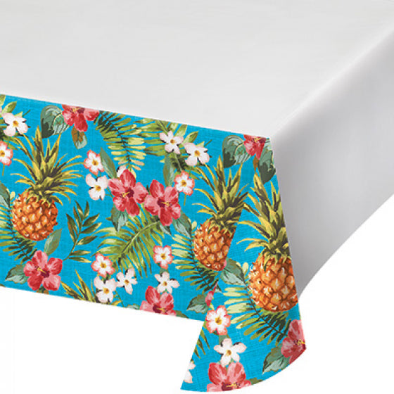 ALOHA TABLECOVER LUAU PINEAPPLES &amp; FLOWERS