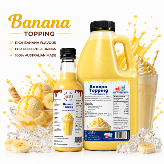 Banana Milkshake Syrup & Dessert Topping for Thickshakes, Sundaes & Drinks