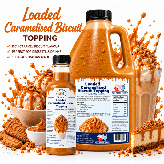 Loaded Caramelised Biscuit Premium Milkshake Syrup & Dessert Topping for Thickshakes, Sundaes & Drinks