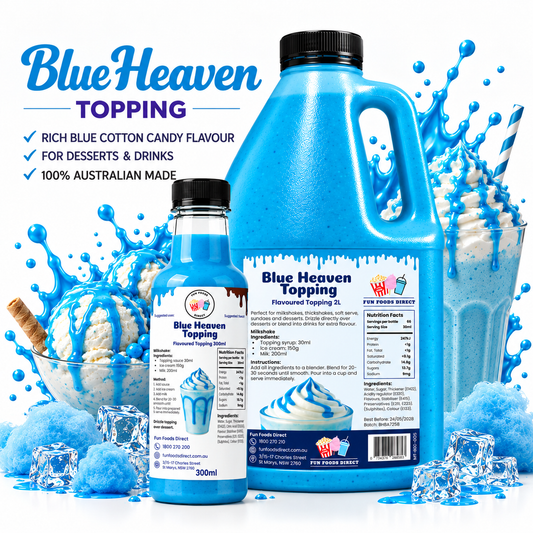 Blue Heaven Milkshake Syrup & Dessert Topping for Thickshakes, Sundaes & Drinks