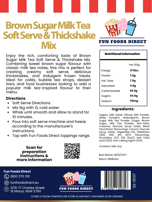 Brown Sugar Milktea Soft Serve & Thickshake Mix