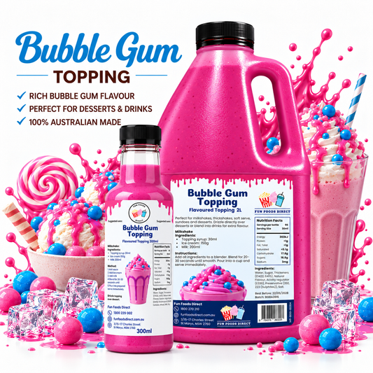 Bubble Gum Milkshake Syrup & Dessert Topping for Thickshakes, Sundaes & Drinks