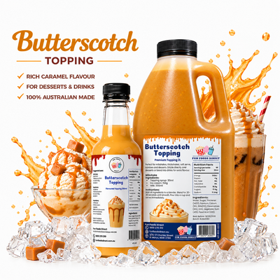 Butterscotch Milkshake Syrup & Dessert Topping for Thickshakes, Sundaes & Drinks