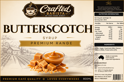 Butterscotch Syrup Premium Range 800mL | Crafted Barista Australia