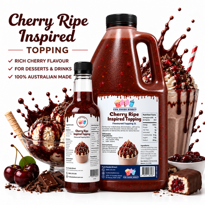 Cherry Ripe Inspired Premium Milkshake Syrup & Dessert Topping for Thickshakes, Sundaes & Drinks