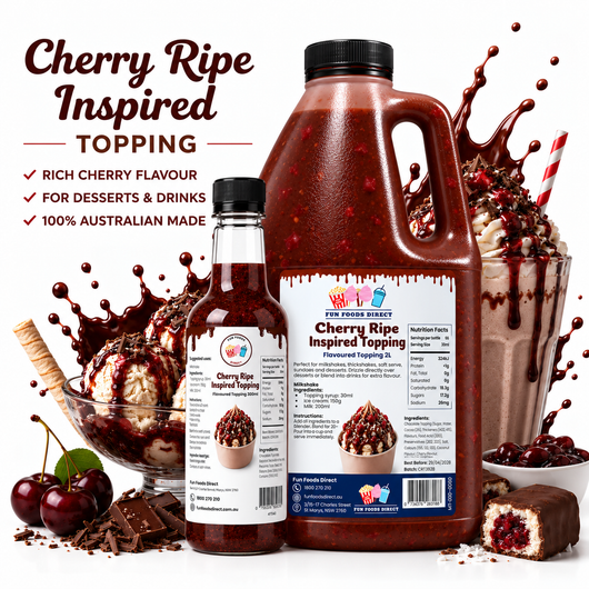 Cherry Ripe Inspired Premium Milkshake Syrup & Dessert Topping for Thickshakes, Sundaes & Drinks