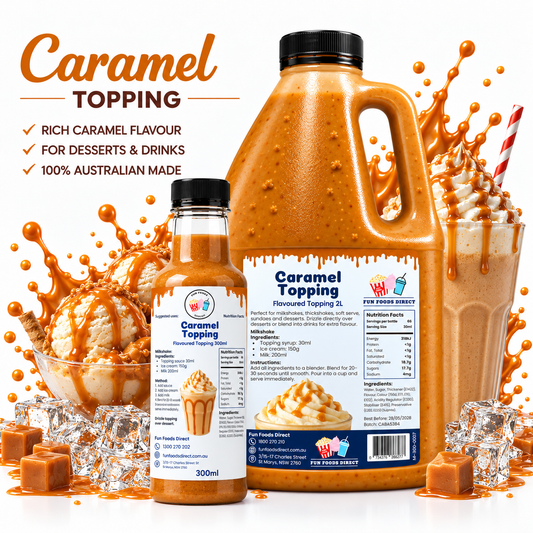 Caramel Milkshake Syrup & Dessert Topping for Thickshakes, Sundaes & Drinks
