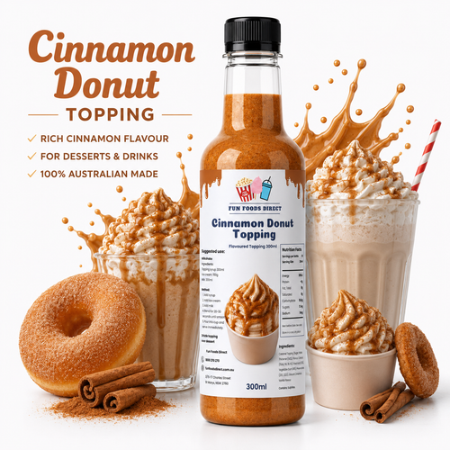 Cinnamon Donut Premium Milkshake Syrup & Dessert Topping for Thickshakes, Sundaes & Drinks