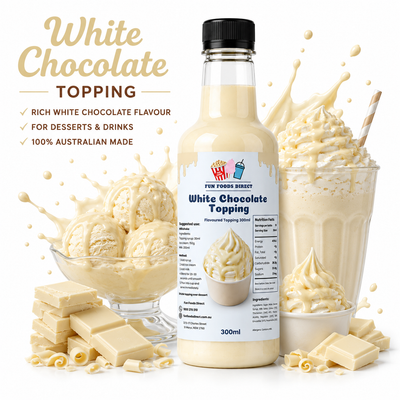 White Chocolate Premium Milkshake Syrup & Dessert Topping for Thickshakes, Sundaes & Drinks