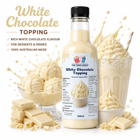White Chocolate Premium Milkshake Syrup & Dessert Topping for Thickshakes, Sundaes & Drinks
