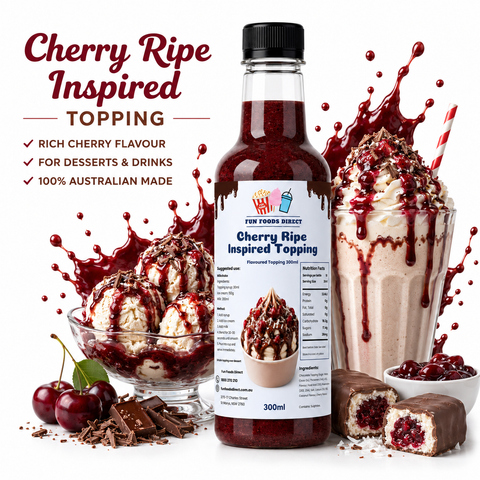 Cherry Ripe Inspired Premium Milkshake Syrup & Dessert Topping for Thickshakes, Sundaes & Drinks