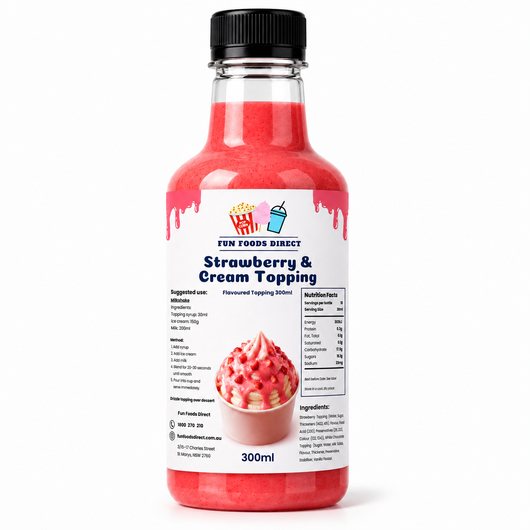 Strawberry & Cream Premium Milkshake Syrup & Dessert Topping for Thickshakes, Sundaes & Drinks