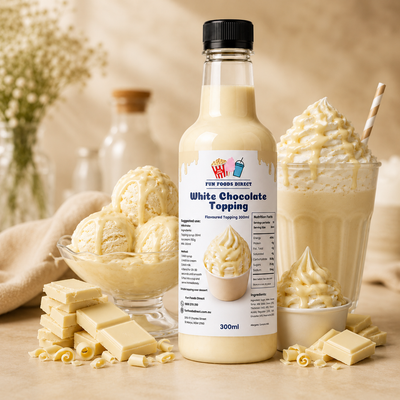 White Chocolate Premium Milkshake Syrup & Dessert Topping for Thickshakes, Sundaes & Drinks