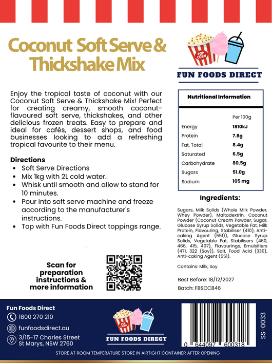 Coconut Soft Serve & Thickshake Mix
