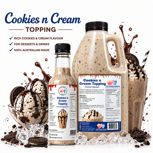Cookies N Cream Milkshake Syrup & Dessert Topping for Thickshakes, Sundaes & Drinks