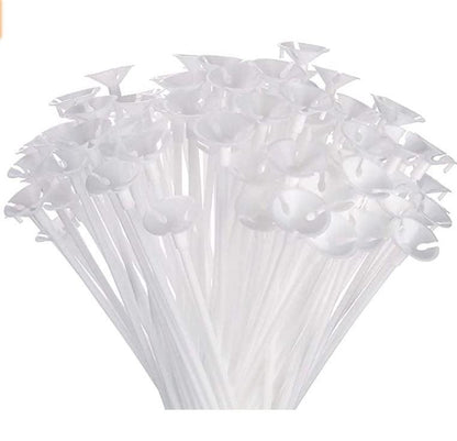 Balloon Sticks White 300 x 4mm Bag 100