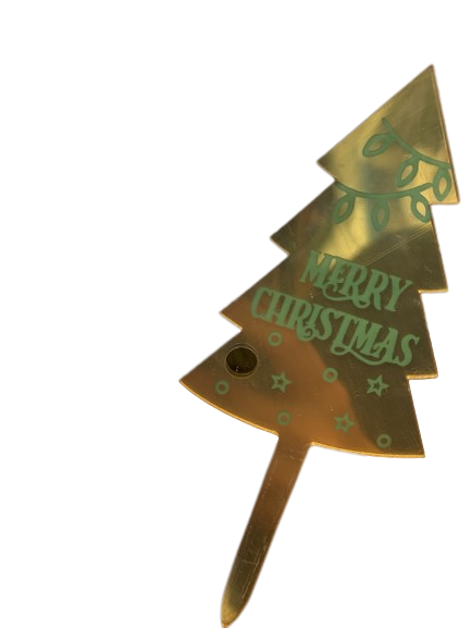 Christmas Tree Gold Acrylic Cake Topper