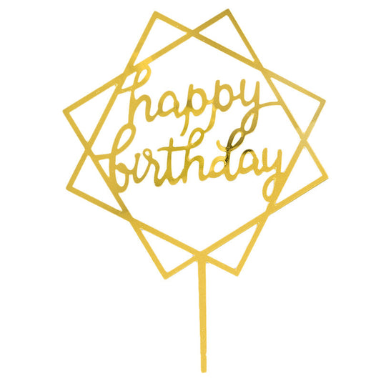 Square Acrylic Happy Birthday Cake Topper