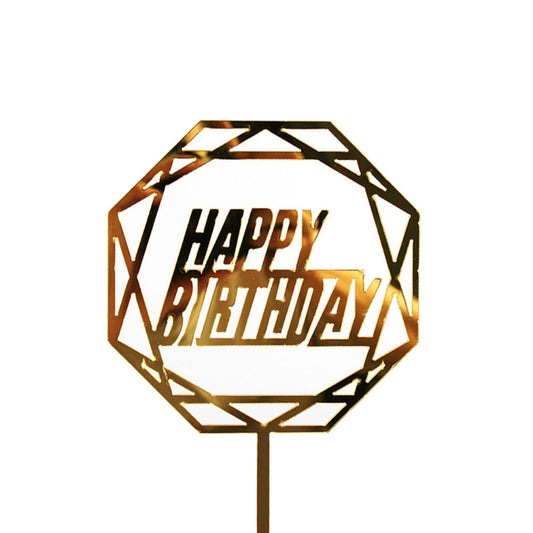 Geometric  Design Acrylic Happy Birthday Cake Topper