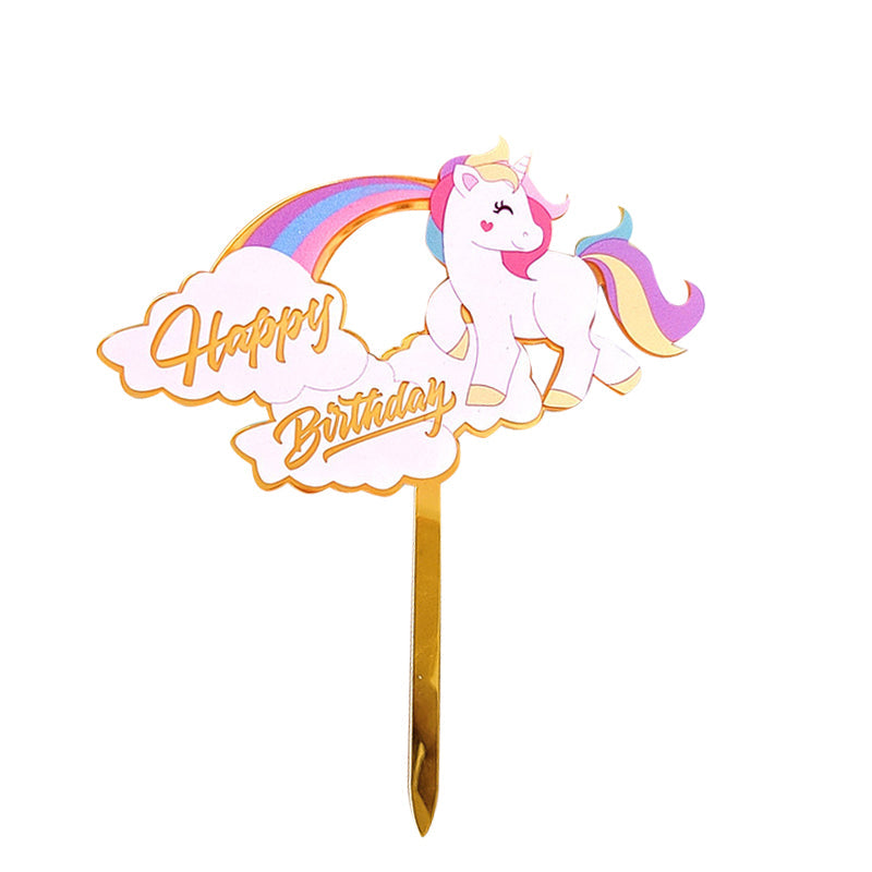 Rainbow Unicorn Happy Birthday Cake Topper