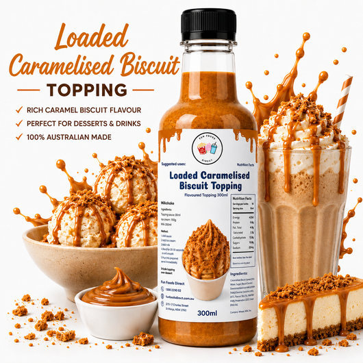 Loaded Caramelised Biscuit Premium Milkshake Syrup & Dessert Topping for Thickshakes, Sundaes & Drinks