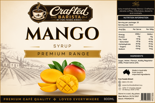 Mango Syrup Premium Range 800mL | Juicy Tropical Mango Café Syrup