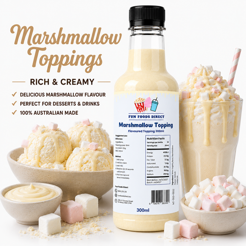Marshmallow Premium Milkshake Syrup & Dessert Topping for Thickshakes, Sundaes & Drinks