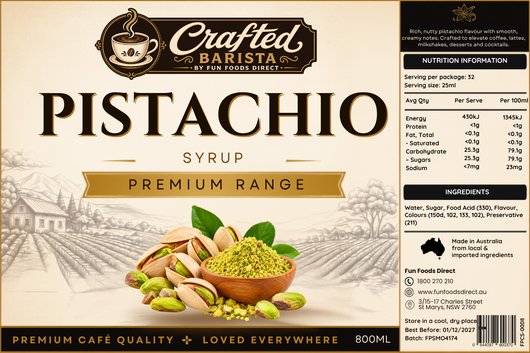 Pistachio Syrup Premium Range 800mL | Rich Crafted Barista syrup