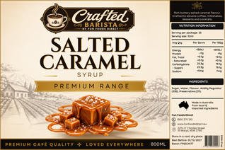 Salted Caramel Syrup Premium Range 800mL | Rich Buttery Salted Caramel Café Syrup