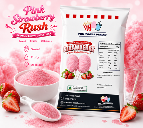 Pink Strawberry Rush Premium Fairy Floss Sugar