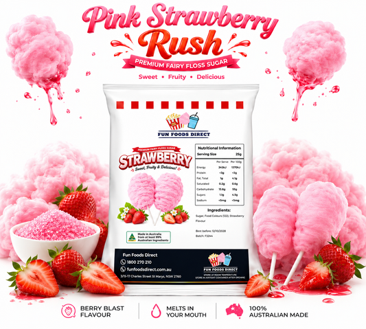 Pink Strawberry Rush Premium Fairy Floss Sugar