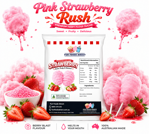 Pink Strawberry Rush Premium Fairy Floss Sugar