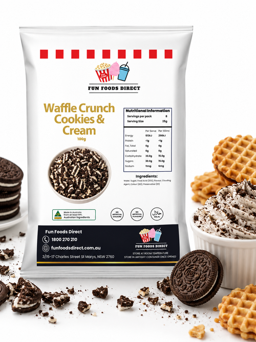 Waffle Crunch Cookies & Cream 100g | Crunchy Dessert Topping for Sundaes, Milkshakes & Baking