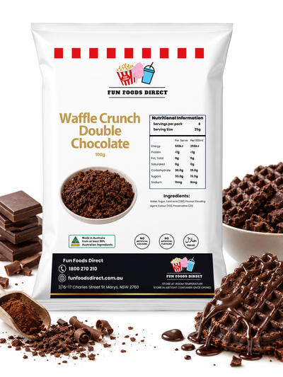 Waffle Crunch Double Chocolate 100g | Crunchy Chocolate Dessert Topping for Sundaes, Milkshakes & Baking