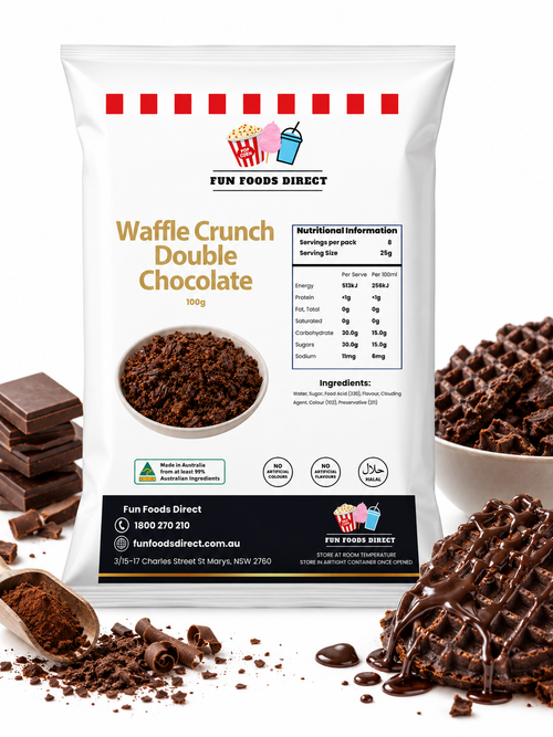 Waffle Crunch Double Chocolate 100g | Crunchy Chocolate Dessert Topping for Sundaes, Milkshakes & Baking