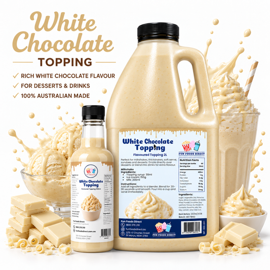 White Chocolate Premium Milkshake Syrup & Dessert Topping for Thickshakes, Sundaes & Drinks
