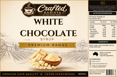 White Chocolate Syrup Premium Range 800mL | Crafted Barista Australia