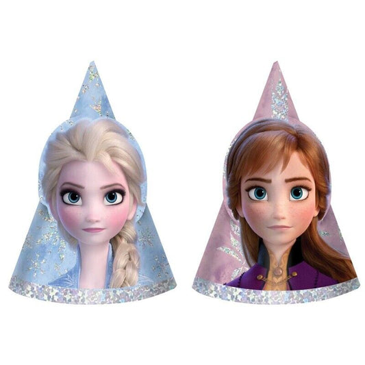 FROZEN 2 PARTY HATS MINI HOLOGRAPHIC PACK OF 8 FROZEN PARTY SUPPLIES