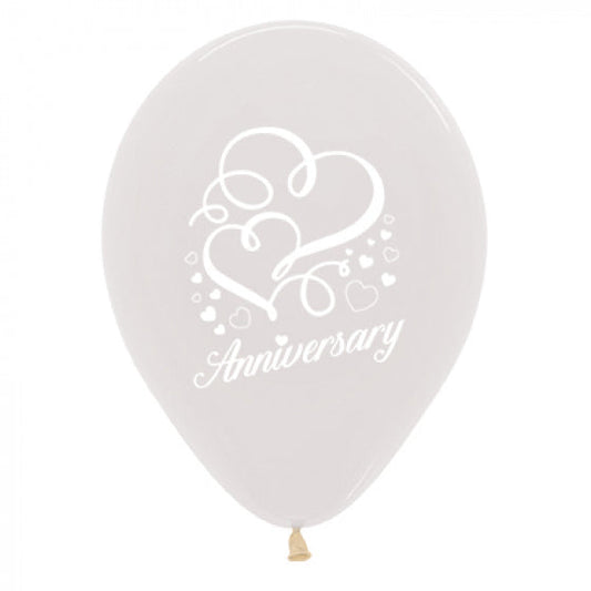 Anniversary Hearts Print Clear Latex Balloons