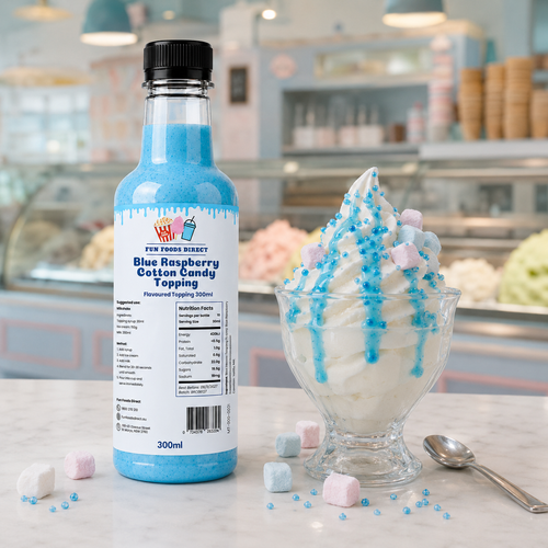 Blue Raspberry Cotton Candy Premium Milkshake Syrup & Dessert Topping for Thickshakes, Sundaes & Drinks