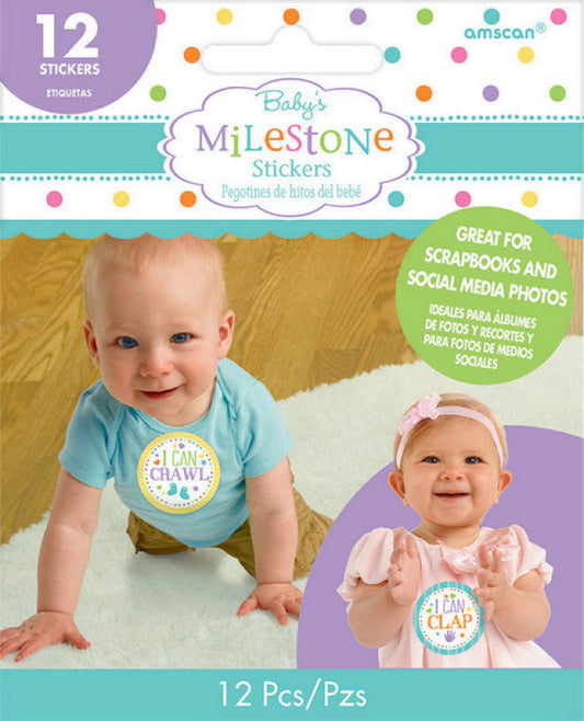 Baby Shower Sticker Milestones Party Supplies