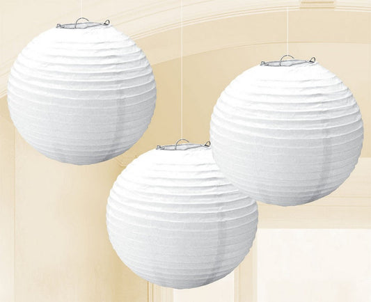 Frosty White Paper Lantern with Metal Frames