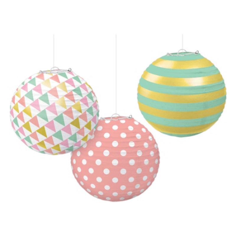 Pastel Colours Paper Lantern Metal Frames