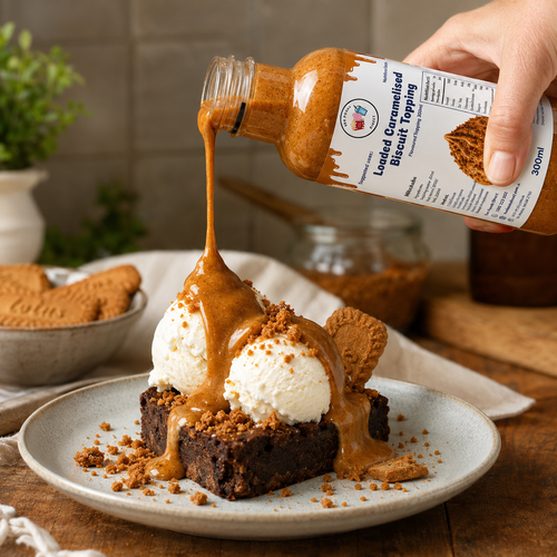 Loaded Caramelised Biscuit Premium Milkshake Syrup & Dessert Topping for Thickshakes, Sundaes & Drinks