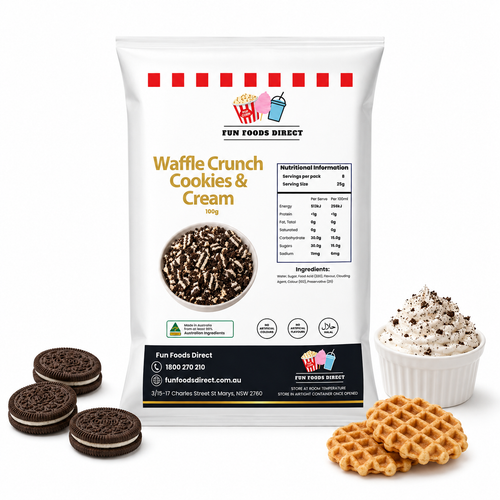 Waffle Crunch Cookies & Cream 100g | Crunchy Dessert Topping for Sundaes, Milkshakes & Baking