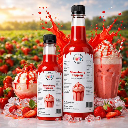 Strawberry Milkshake Syrup & Dessert Topping for Thickshakes, Sundaes & Drinks