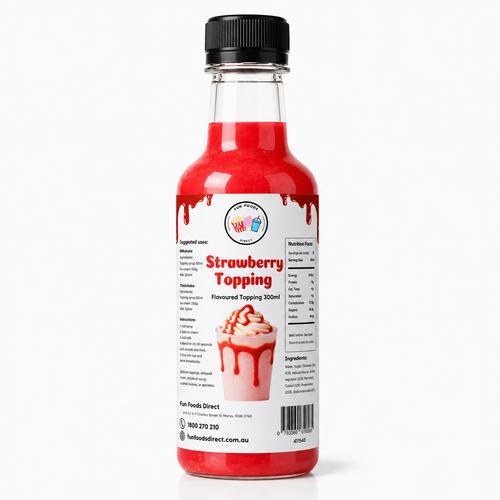 Strawberry Milkshake Syrup & Dessert Topping for Thickshakes, Sundaes & Drinks