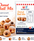 Donut Ball Mix | World’s Best Tasting Mix bag with donut balls, showcasing light and fluffy texture for delicious desserts.