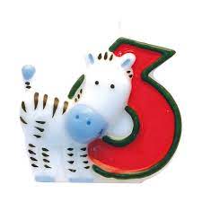 Safari Animal Number Candles #6  Birthday Party Cake Decoration Zebra