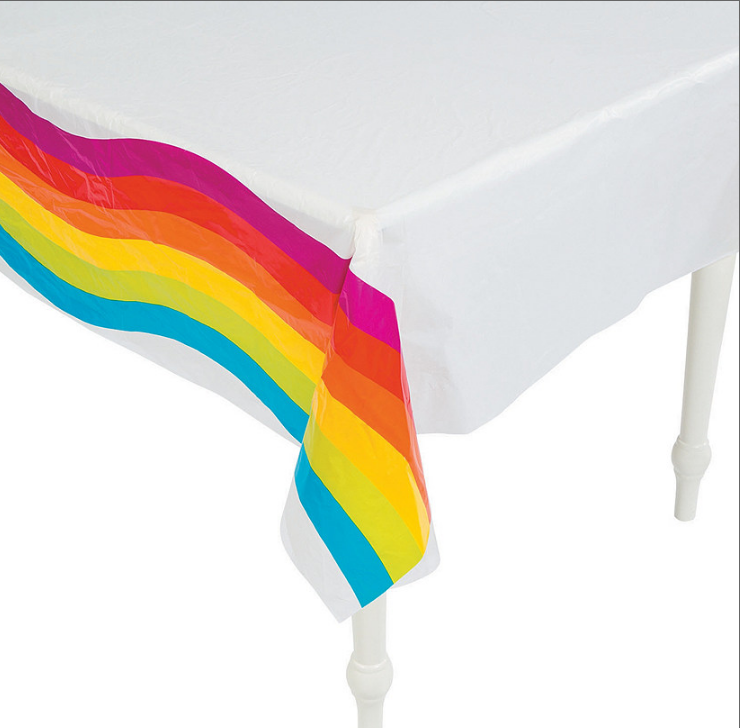 Rainbow Tablecover Plastic Border Print